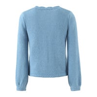 Haze Mohair V-neck Crochet Puff Sleeve Cardigan - Thumbnail 2