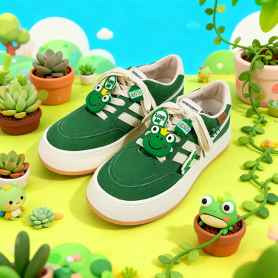 Cute Green Frog Casual Shoes