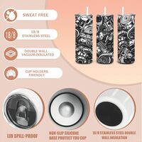 ​Mechanic Tumbler 20oz Skinny, Engine Parts Blueprint Gift, Black and White Auto Shop  - Thumbnail 2