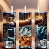 Cig#r and Whiskey Tumbler 20oz Skinny, Man Cave Luxury Gift for Dad or Boss, Bourbon Scotch - Thumbnail 1