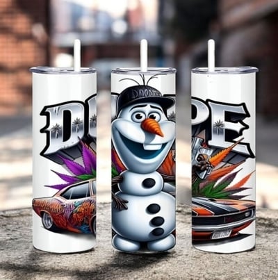 Funny Snowman Cartoon Parody Tumbler 20oz Skinny, Explicit Adult Humor Dope Gift, Streetwear