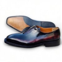 Crafted Leather Men’s Classic Black Leather Zip Style Dress Shoes - Thumbnail 1