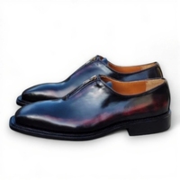 Crafted Leather Men’s Classic Black Leather Zip Style Dress Shoes - Thumbnail 2