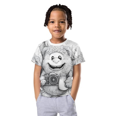 Troll photo kids crew neck t-shirt