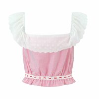 Sweet and casual off-the-shoulder striped cropped top - Thumbnail 1