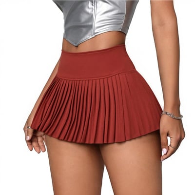 Sexy high-waisted wool pleated skirt with lining