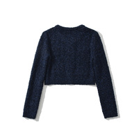 Woven bellows-style long-sleeved short cardigan - Thumbnail 2