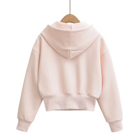 Youthful, sweet, casual, air-layer hooded zip-up short sweatshirt - Thumbnail 1