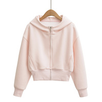 Youthful, sweet, casual, air-layer hooded zip-up short sweatshirt - Thumbnail 2