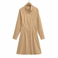 Loose-fitting, casual high-neck long-sleeved trench coat dress - Thumbnail 1