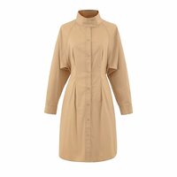 Loose-fitting, casual high-neck long-sleeved trench coat dress - Thumbnail 2