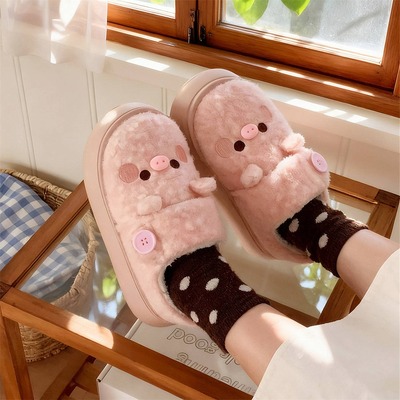 Cute pig fleece shoes