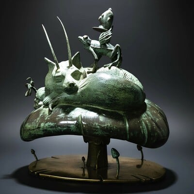 Bronze sculpture by dhani barragan & jorge carrasco "sweet fox dreams" 