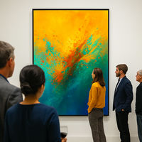 Vibrant Abstract Explosion – Yellow, Teal & Blue Energy - Thumbnail 1