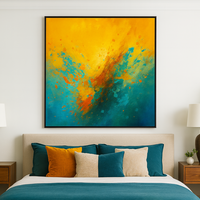 Vibrant Abstract Explosion – Yellow, Teal & Blue Energy - Thumbnail 3