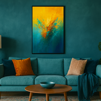 Vibrant Abstract Explosion – Yellow, Teal & Blue Energy - Thumbnail 4