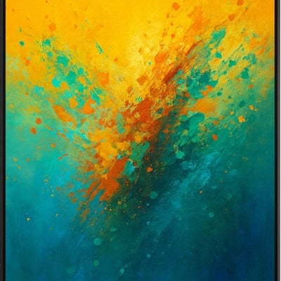 Vibrant abstract explosion – yellow, teal & blue energy