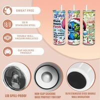 Ohana Means Family Christmas Tumbler 20oz Skinny, Stitch Grinch Split Face Parody - Thumbnail 1