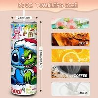 Ohana Means Family Christmas Tumbler 20oz Skinny, Stitch Grinch Split Face Parody - Thumbnail 2