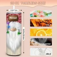 Personalized Christmas Gnome Tumbler | 20oz Skinny Sublimation Tumbler | Custom Name Winter Holiday Gift  - Thumbnail 1