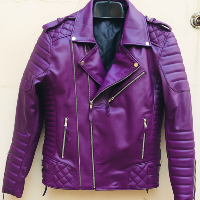 Crafted leather mens classic purple leather jacket pure lambskin motorcycle slim fit biker 