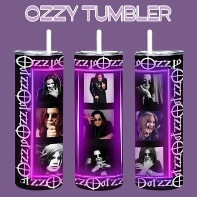 Heavy metal legend tumbler 20oz skinny, rock music fan gift for man or woman, tribute photo collage