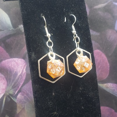 Silver hex dice earrings set #1