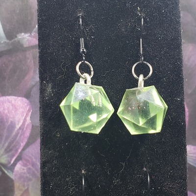 Pale green dice earrings