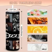 Ozzy Osbourne Photo Collage Tumbler 20oz Skinny, Black and White Rock Fan Gift, Heavy Metal Tribute  - Thumbnail 3