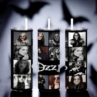 Ozzy Osbourne Photo Collage Tumbler 20oz Skinny, Black and White Rock Fan Gift, Heavy Metal Tribute  - Thumbnail 2