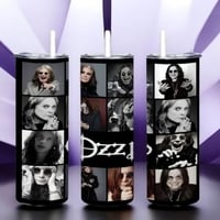 Ozzy Osbourne Photo Collage Tumbler 20oz Skinny, Black and White Rock Fan Gift, Heavy Metal Tribute  - Thumbnail 4