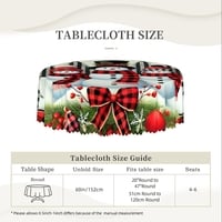 60 Inch Round Buffalo Plaid Snowman Tablecloth, Red and Black Rustic Christmas Table Cover, Farmhouse Holiday Dinner Decor - Thumbnail 1