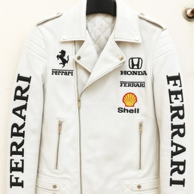 Crafted leather new men's white designer sports motorcycle jacket - Thumbnail 3