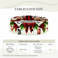 60 Inch Round Buffalo Plaid Reindeer Tablecloth, Merry Christmas Farmhouse Table Cover, Red Black Rustic Holiday Decor - Thumbnail 4