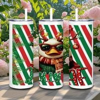 JOLLY AF Duck Tumbler 20oz Skinny, Explicit Funny Christmas Gift, Sarcastic Adult Humor Insulated Travel Mug - Thumbnail 4