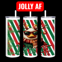 JOLLY AF Duck Tumbler 20oz Skinny, Explicit Funny Christmas Gift, Sarcastic Adult Humor Insulated Travel Mug - Thumbnail 1