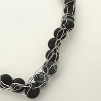 Knit sterling Silver with Banded Lava Beads - Thumbnail 3