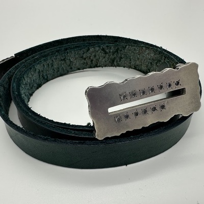 Sterling silver belt buckle with star-set czs