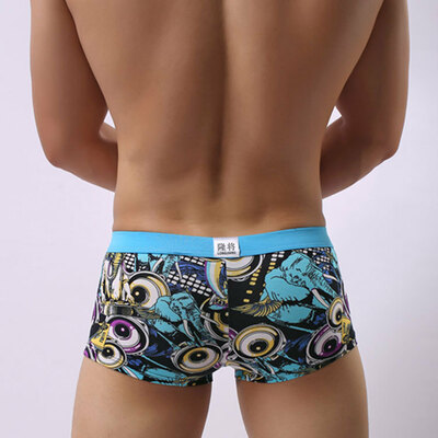 2pk sexy men's underwear lingerie cotton blend printed cut-out pouch boxer briefs underpants l424