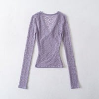 Sexy V-neck lace long-sleeved base layer T-shirt - Thumbnail 5