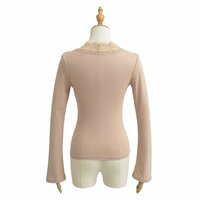 V-neck lace-trimmed long-sleeved top - Thumbnail 2