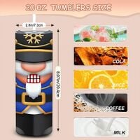 Nutcracker Soldier Tumbler 20oz Skinny, Classic Christmas Decor Gift, Blue Gold Ballet Fan - Thumbnail 3