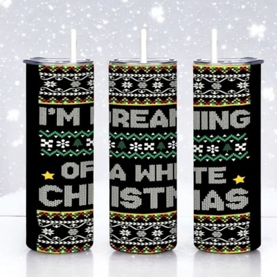 Ugly christmas sweater tumbler 20oz skinny, white christmas explicit funny gift, sarcastic holiday 