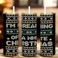 Ugly Christmas Sweater Tumbler 20oz Skinny, White Christmas Explicit Funny Gift, Sarcastic Holiday  - Thumbnail 1