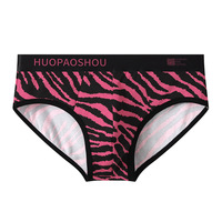 5PK multi-color Men's sexy underwear Male cotton blend zebra leopard printed mid-rise pouch briefs underpants PA3293 - Thumbnail 1