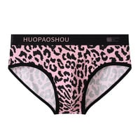 5PK multi-color Men's sexy underwear Male cotton blend zebra leopard printed mid-rise pouch briefs underpants PA3293 - Thumbnail 4