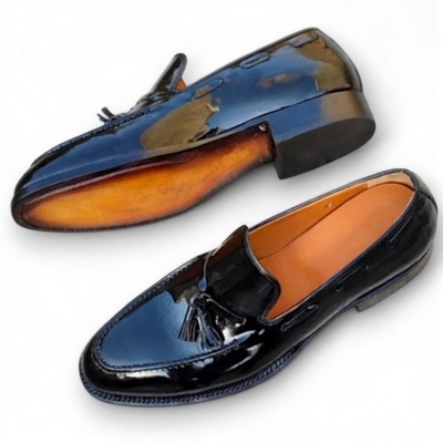 Crafted leather men’s classic black leather tassel loafers dress shoes
