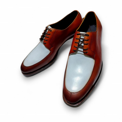 Crafted leather men’s classic brown white leather formal lace up dress shoes