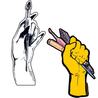 Stickers: artist's hands