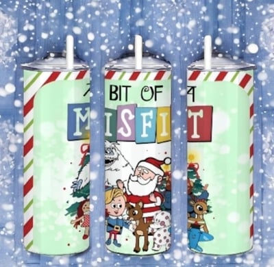 Misfit Christmas Tumbler 20oz Skinny, Parody Fan Gift for Him or Her, Classic Holiday Cartoon